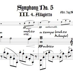 Adagietto from Symphony No. 5, for bass recorder—doubling alto—and keyboard