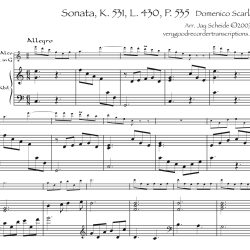 Sonata K. 531, L. 430, P. 535, for alto in G, with optional switch to alto in F