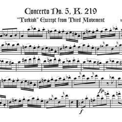 “Alla Turca” episode from Violin Concerto K. 219, 3rd Mvt., two versions, one for tenor or soprano and one for alto