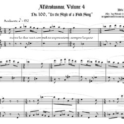 “In the Style of a Folksong”, No. 100 from <i>Mikrokosmos</i>, two versions